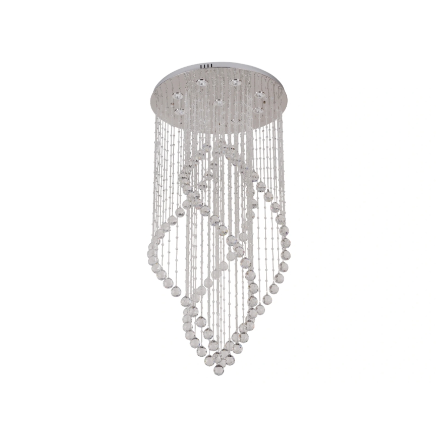 LED-kristallikatto-valaisin NAURU LED/30 W/230 V, Ø 60 cm, kiiltävä kromi + kaukosäädin