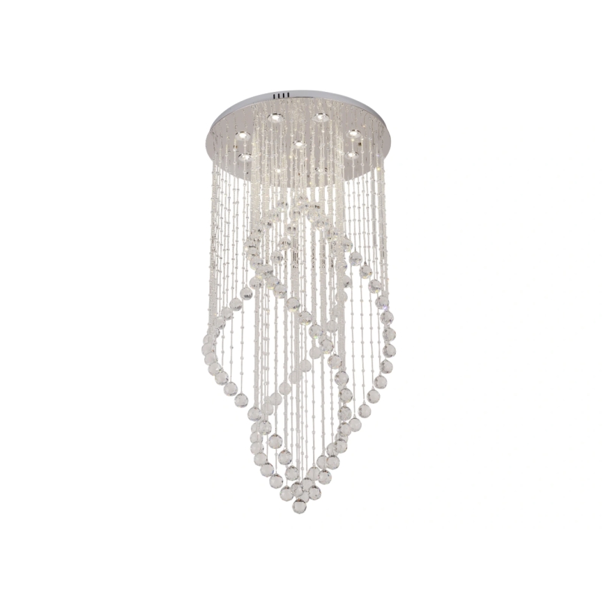 LED-kristallikatto-valaisin NAURU LED/30 W/230 V, Ø 60 cm, kiiltävä kromi + kaukosäädin