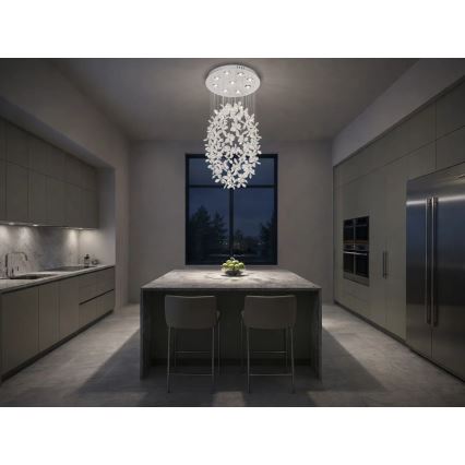 LED-kristallikattovalaisin SAMOA LED/30W/230V Ø 40 cm kiiltävä kromi + kaukosäädin