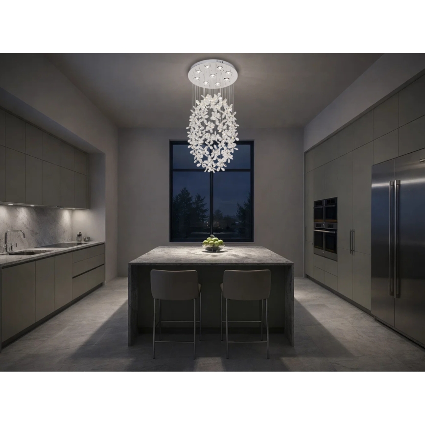 LED-kristallikattovalaisin SAMOA LED/30W/230V Ø 40 cm kiiltävä kromi + kaukosäädin