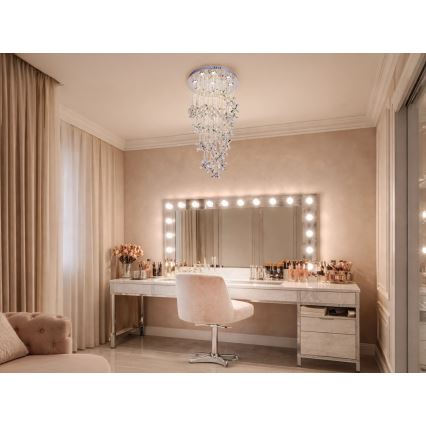 LED kristallikattovalaisin SAMOA LED/30W/230V pr. 40 cm kiiltävä kromi + kaukosäädin