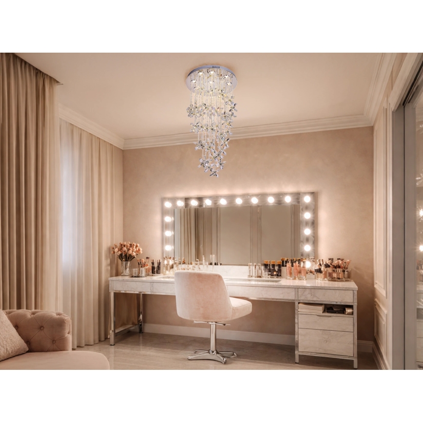 LED kristallikattovalaisin SAMOA LED/30W/230V pr. 40 cm kiiltävä kromi + kaukosäädin