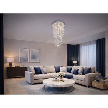 LED kristallikattovalaisin SAMOA LED/30W/230V pr. 40 cm kiiltävä kromi + kaukosäädin