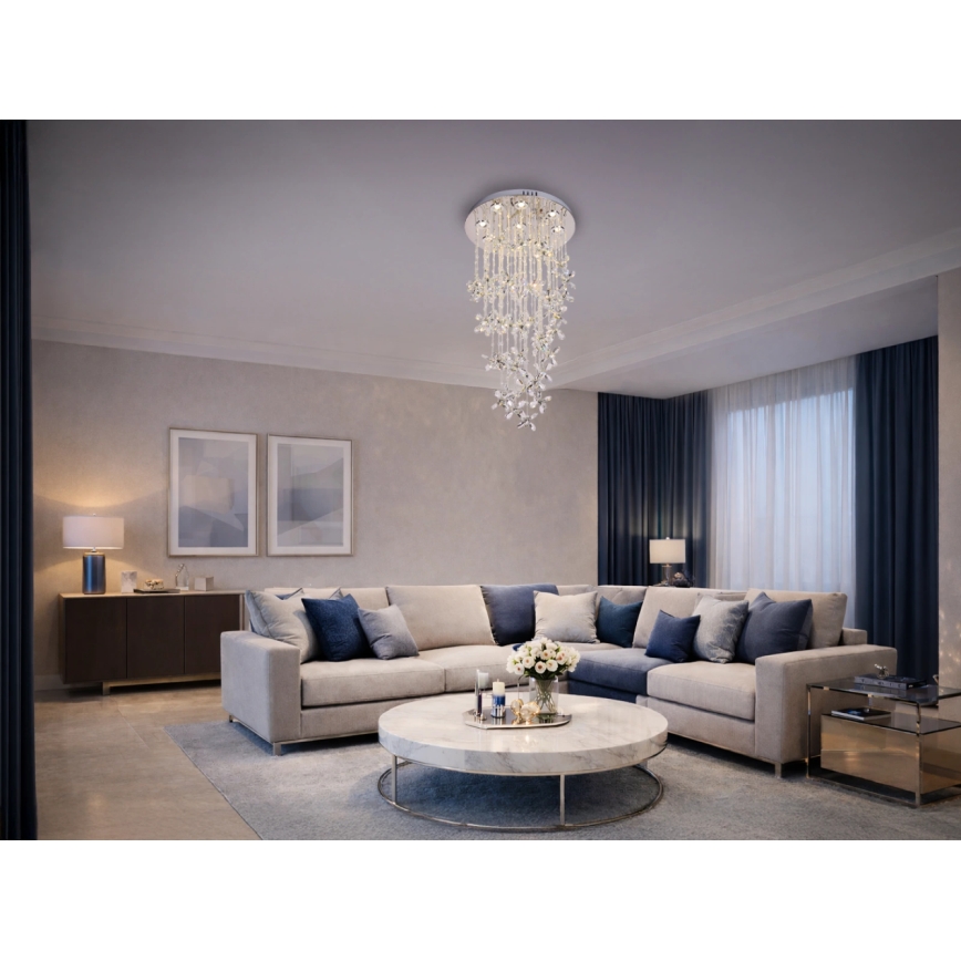 LED kristallikattovalaisin SAMOA LED/30W/230V pr. 40 cm kiiltävä kromi + kaukosäädin