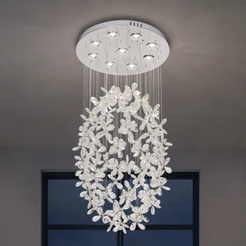 LED-kristallikattovalaisin SAMOA LED/30W/230V Ø 40 cm kiiltävä kromi + kaukosäädin