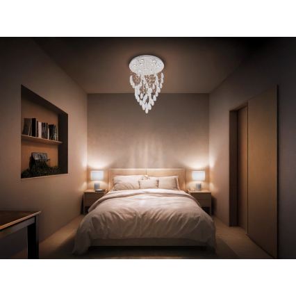 LED-kristallikattovalaisin MAJURO LED/30W/230V Ø 45 cm kiiltävä kromi + kaukosäädin