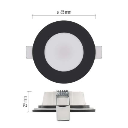 LED Kylpyhuoneen alasvalaisin LORI LED/4,5W/230V IP65 2700/4000K Ø 8,5 cm musta