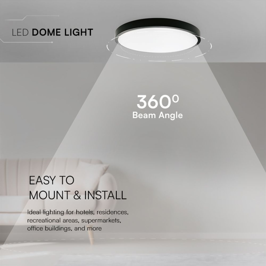 LED Kylpyhuoneen kattovalaisin SAMSUNG CHIP LED/18W/230V IP44 3000K halkaisija 25 cm musta