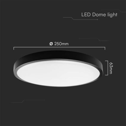 LED Kylpyhuoneen kattovalaisin SAMSUNG CHIP LED/18W/230V IP44 3000K halkaisija 25 cm musta