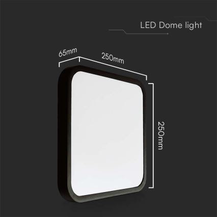 LED Kylpyhuoneen kattovalaisin SAMSUNG CHIP LED/18W/230V IP44 4000K 25x25 cm musta