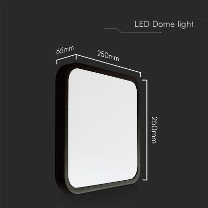 LED Kylpyhuoneen kattovalaisin SAMSUNG CHIP LED/18W/230V IP44 6500K 25x25 cm musta