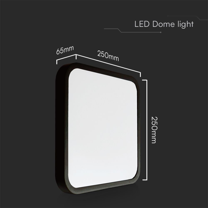 LED Kylpyhuoneen kattovalaisin SAMSUNG CHIP LED/18W/230V IP44 6500K 25x25 cm musta