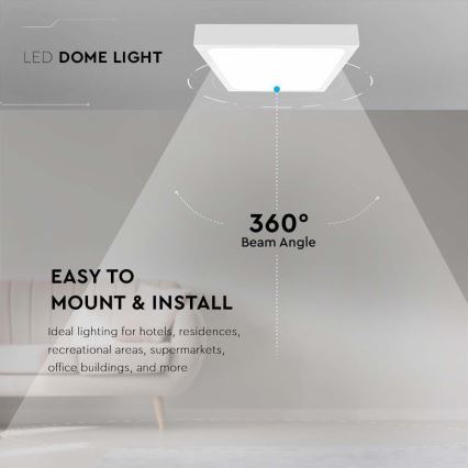 LED Kylpyhuoneen kattovalaisin sensorilla LED/24W/230V 4000K IP44 29,5x29,5 cm valkoinen