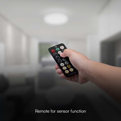 LED Kylpyhuoneen kattovalaisin anturilla SAMSUNG CHIP LED/36W/230V IP44 4000K halkaisija 42 cm musta + kaukosäädin