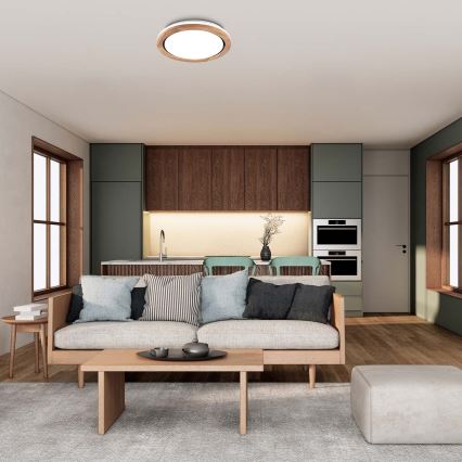 LED-kylpyhuoneen puinen kattovalaisin LED/24W/230V Ø 39 cm IP44 tammi