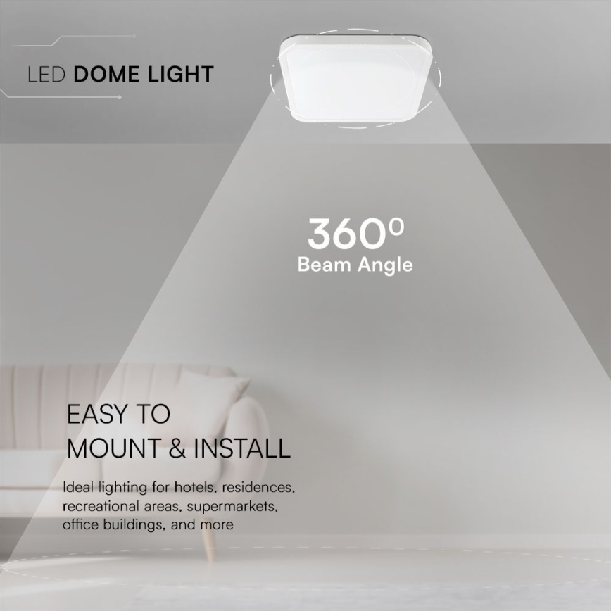 LED Kylpyhuoneen kattovalaisin SAMSUNG CHIP LED/48W/230V IP44 3000K 42x42 cm valkoinen