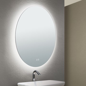 LED Kylpyhuoneen lämmitettävä seinäpeili valaistuksella FOCUS LED/25W/230V 3000/4200/6000K halkaisija 60 cm IP44