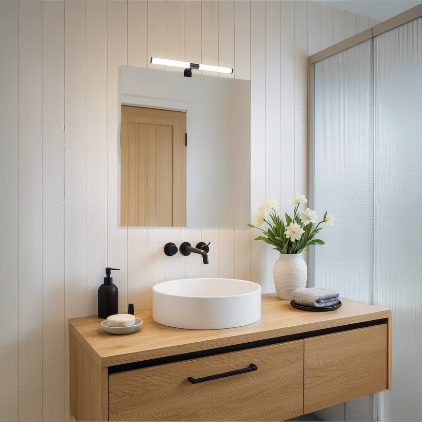 LED-kylpyhuoneen peilivalaisin 2-in-1 APA, 6 W, 230 V, 40 cm, IP44, musta