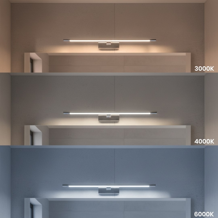 KLIMT LED-kylpyhuonepeilin valaisin 12W 230V 3000/4000/6000K 60 cm IP44 kiiltävä kromi