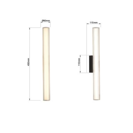 Peilivalaisin LINEA LED/8W/230V 3000/4000/6000K IP44 45 cm musta
