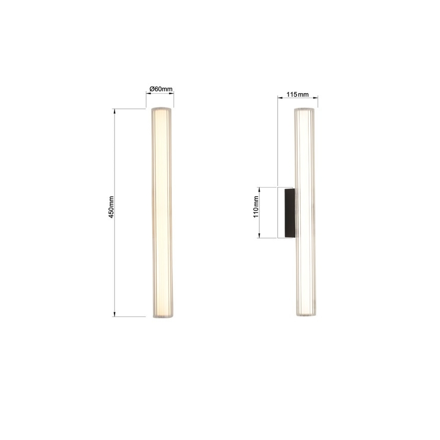 Peilivalaisin LINEA LED/8W/230V 3000/4000/6000K IP44 45 cm musta