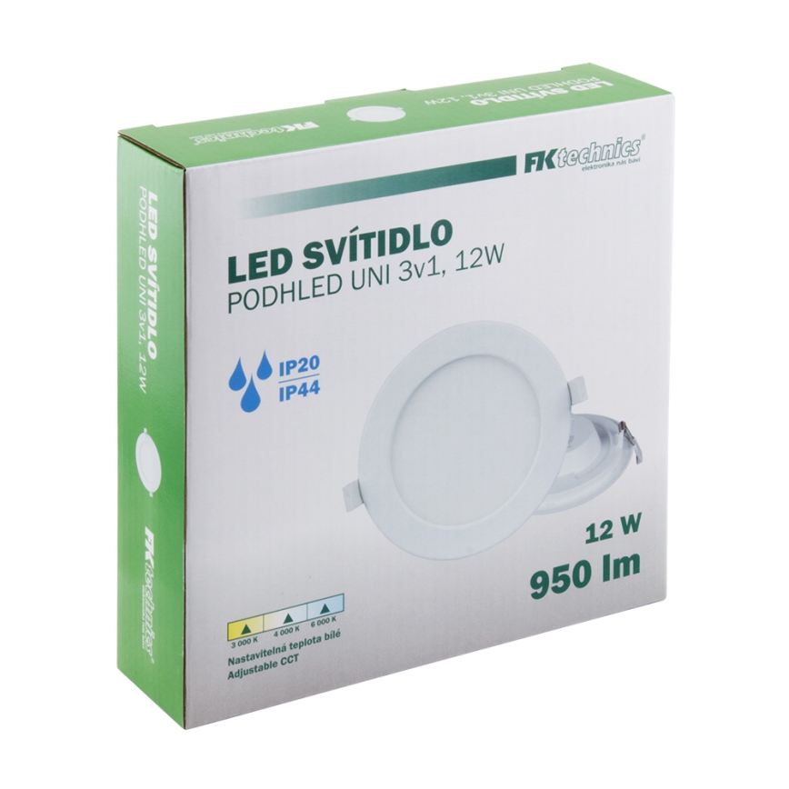 LED Kylpyhuoneen upotettava valo LED/12W/230V 3000/4000/6000K IP44