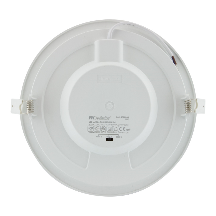 LED Kylpyhuoneen upotettava valo LED/18W/230V 3000/4000/6000K IP44