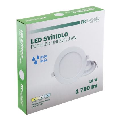 LED Kylpyhuoneen upotettava valo LED/18W/230V 3000/4000/6000K IP44