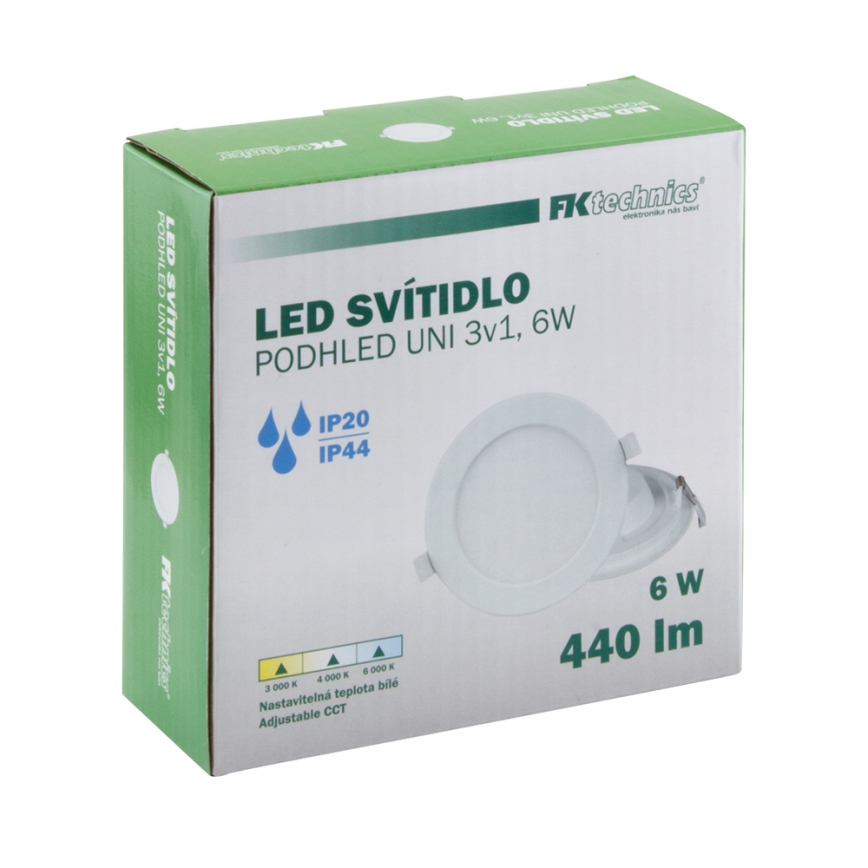 LED Kylpyhuoneen upotettava valo LED/6W/230V 3000/4000/6000K IP44