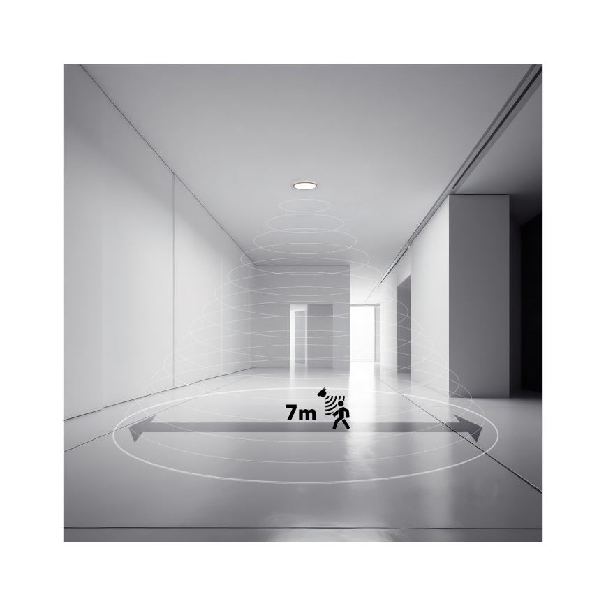 LED-kylpyhuonevalaisin liiketunnistimella ja hämäräkytkimellä NIVERA LED/12W/230V IP54 3000/4000/6000K Ø 22,5 cm valkoinen + kaukosäädin