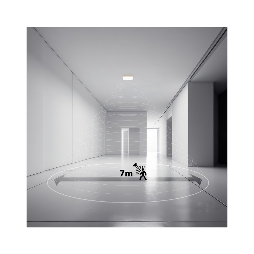 LED Kylpyhuonevalaisin liiketunnistimella ja hämäräkytkimellä NIVERA LED/12W/230V IP54 3000/4000/6000K 22,5x22,5 cm valkoinen + kaukosäädin