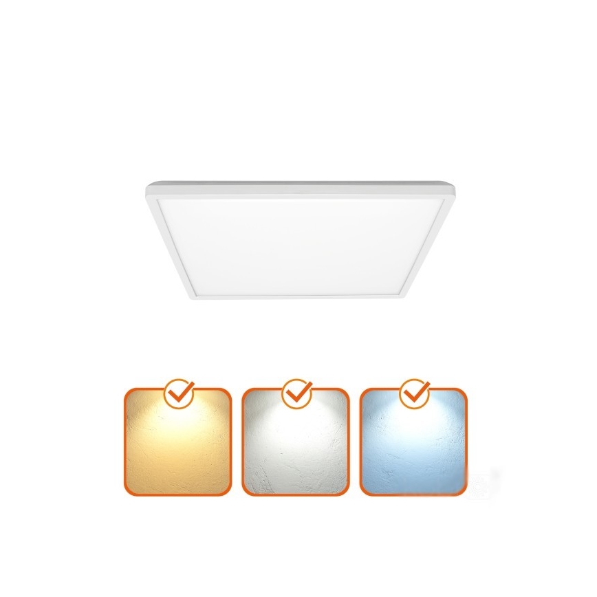 LED Kylpyhuonevalaisin liiketunnistimella ja hämäräkytkimellä NIVERA LED/24W/230V IP54 3000/4000/6000K 30x30 cm valkoinen + kaukosäädin