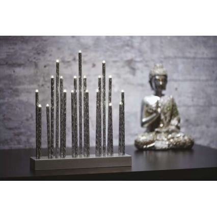 LED-kynttelikkö joulu 19xLED/3xAA harmaa