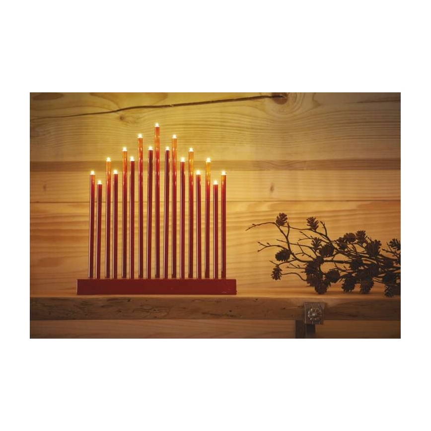 LED-kynttilänjalka joulu 17xLED/3xAA punainen