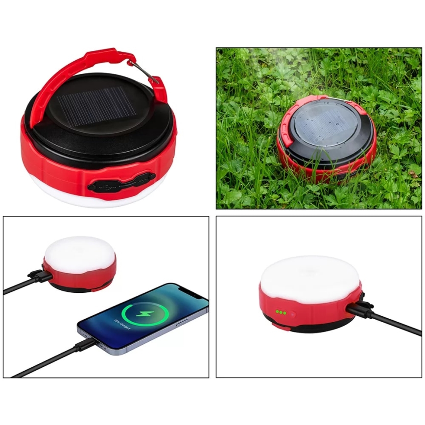 LED Himmennettävä ladattava aurinko taskulamppu virta pankki -toiminto LED/3W/5V 3000/4000/6500K IPX6 500 kiiltävä 2000 mAh