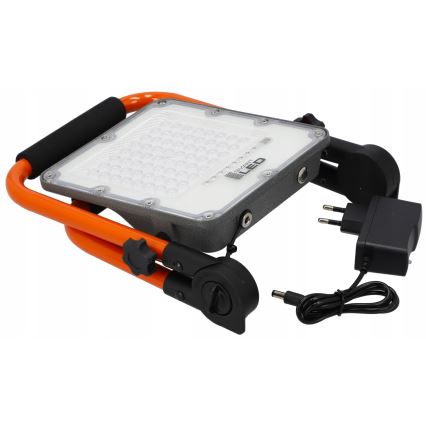 LED Ladattava heittovalo jalustalla LED/50W/3,2V 4500K 10000 mAh IP65 oranssi