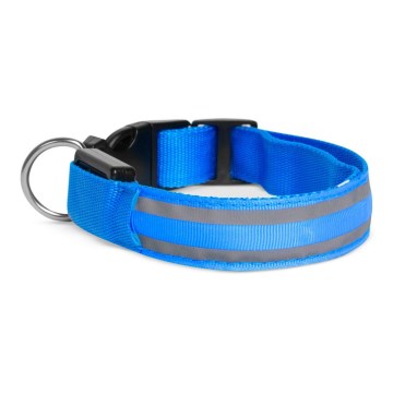 LED ladattava koiran kaulapanta 45-52 cm 1xCR2032/5V/40 mAh sininen