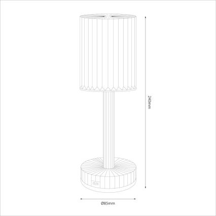 LED-ladattava kosketusohjattu pöytälamppu SIMPLE LED/1W/5V 3000-6000K 2400 mAh savunharmaa