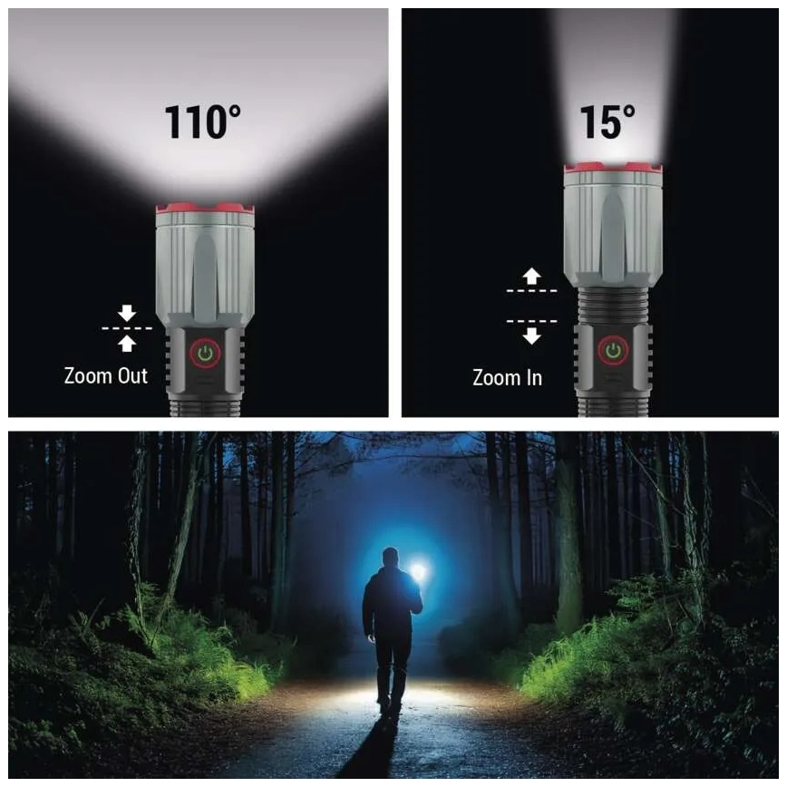 LED ladattava metallinen taskulamppu LED/5V 3000 lm 5000 mAh IP43
