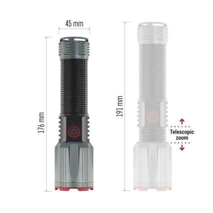 LED ladattava metallinen taskulamppu LED/5V 3000 lm 5000 mAh IP43