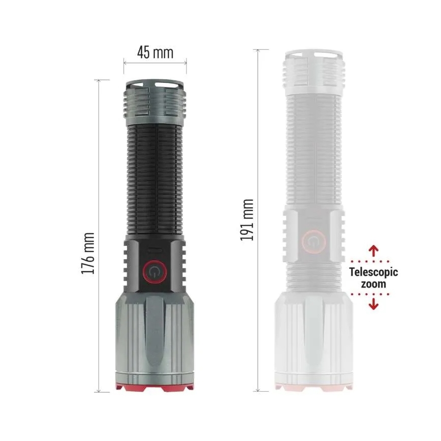 LED ladattava metallinen taskulamppu LED/5V 3000 lm 5000 mAh IP43