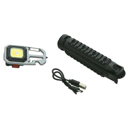 LED ladattava monitoiminen taskulamppu jalustalla LED/USB-C 400 mAh