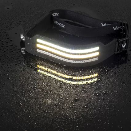 LED himmennettävä ladattava otsalamppu sensorilla ja punaisella valolla 4xLED/5V IP44 300 lm 1200 mAh