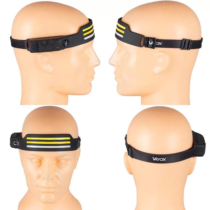 LED himmennettävä ladattava otsalamppu sensorilla ja punaisella valolla 4xLED/5V IP44 300 lm 1200 mAh