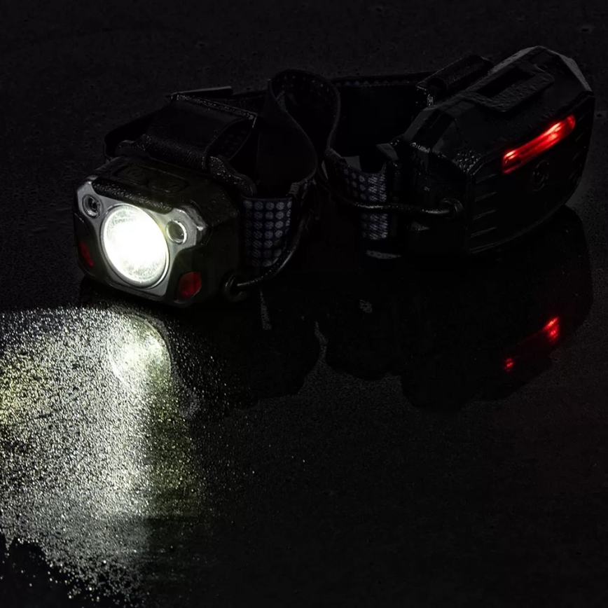 LED himmennettävä ladattava otsalamppu sensorilla, powerbank-toiminnolla ja punaisella valolla LED/10W/5V IP44 1200 lm 4000 mAh