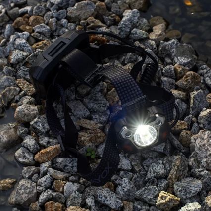 LED himmennettävä ladattava otsalamppu sensorilla, powerbank-toiminnolla ja punaisella valolla LED/10W/5V IP44 1200 lm 4000 mAh