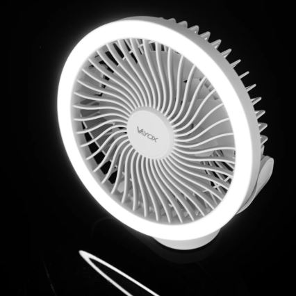 LED ladattava pöytätuuletin LED-valaistuksella LED/3W/5V USB 2400 mAh valkoinen