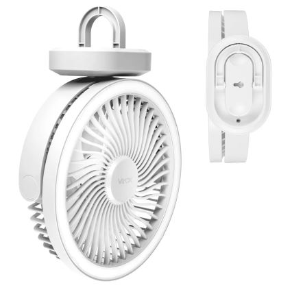 LED ladattava pöytätuuletin LED-valaistuksella LED/3W/5V USB 2400 mAh valkoinen