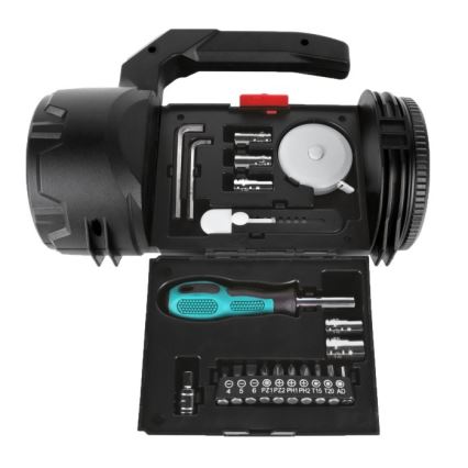 LED-ladattava taskulamppu 5V, 500 lm, 1200 mAh, musta