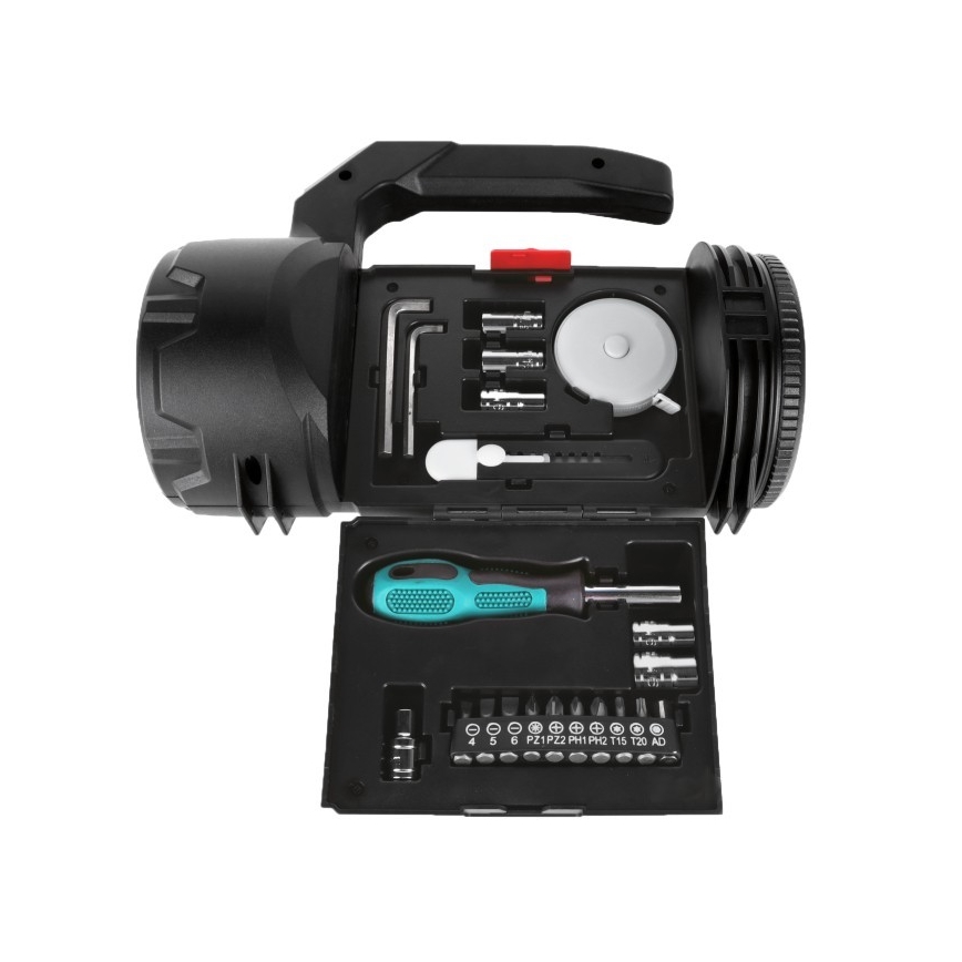 LED-ladattava taskulamppu 5V, 500 lm, 1200 mAh, musta